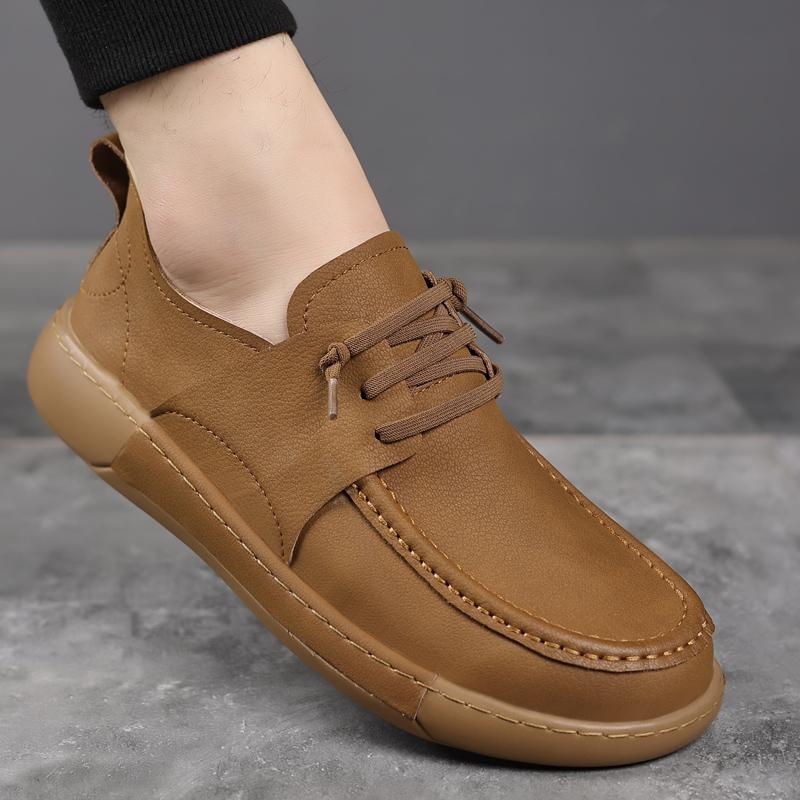 Fashion Fashion Thick Sole Genuine Leather Office Shoes Men Casual Business Shoes Classic Lace-Up Handmade Flat Designer Walking Shoes