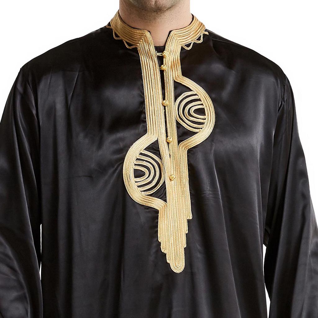 Embroidered Stand-Up Collar Robe, Model TH819