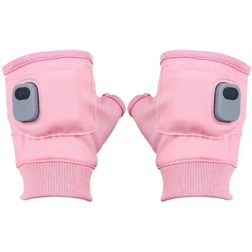 Motorcycle Riding Gloves Rechargeable Heated Gloves 360 Degree Thermal Heated Gloves Winter Windproof Warm Fingerless Gloves