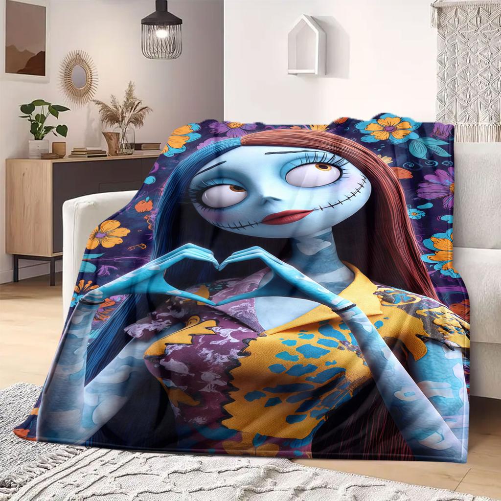 Jack Sally Cartoon Print for Bedrooms Sofas Beds Chairs Picnics Travel Flannel Blanket Home Decor Great Gift Various Sizes New