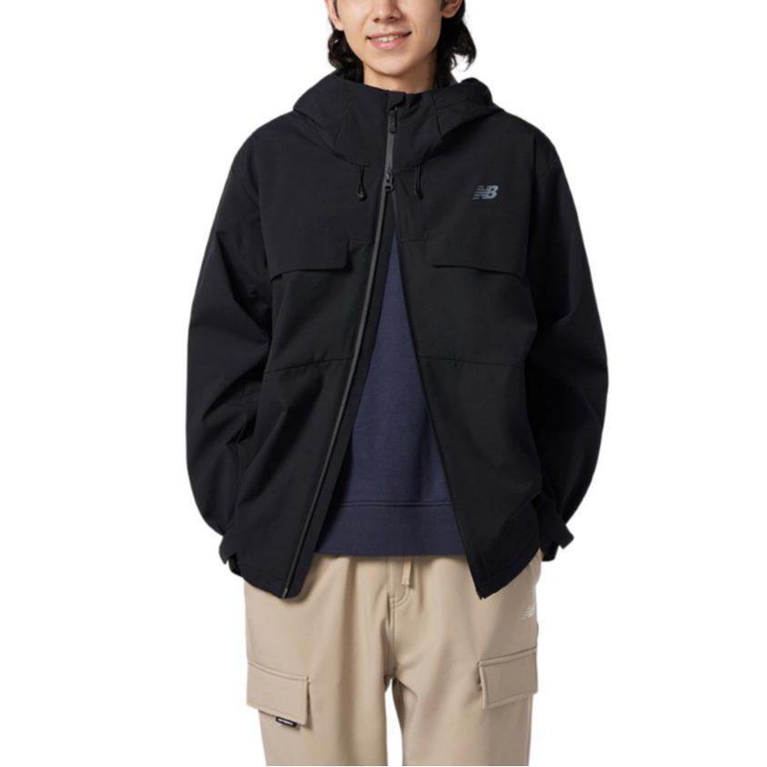 New Balance Jackets Men's Black Hooded Moderate Other 5AD38641-BK