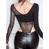 Dark Abstinence Series One Shoulder Slim Fit Bottoming Top Mesh