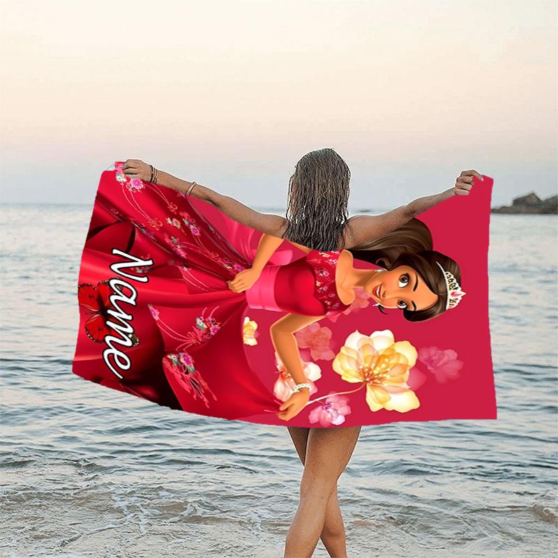 1pc Princess8 Beach Towel with Custom Name, Beach/Swimming/Bath/Picnic/Camping Towel, Suitable for Seaside Beaches