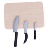 4Pcs 1:12 Dollhouse Miniatures Kitchen Cutting Board Knife Set Mini Toys
