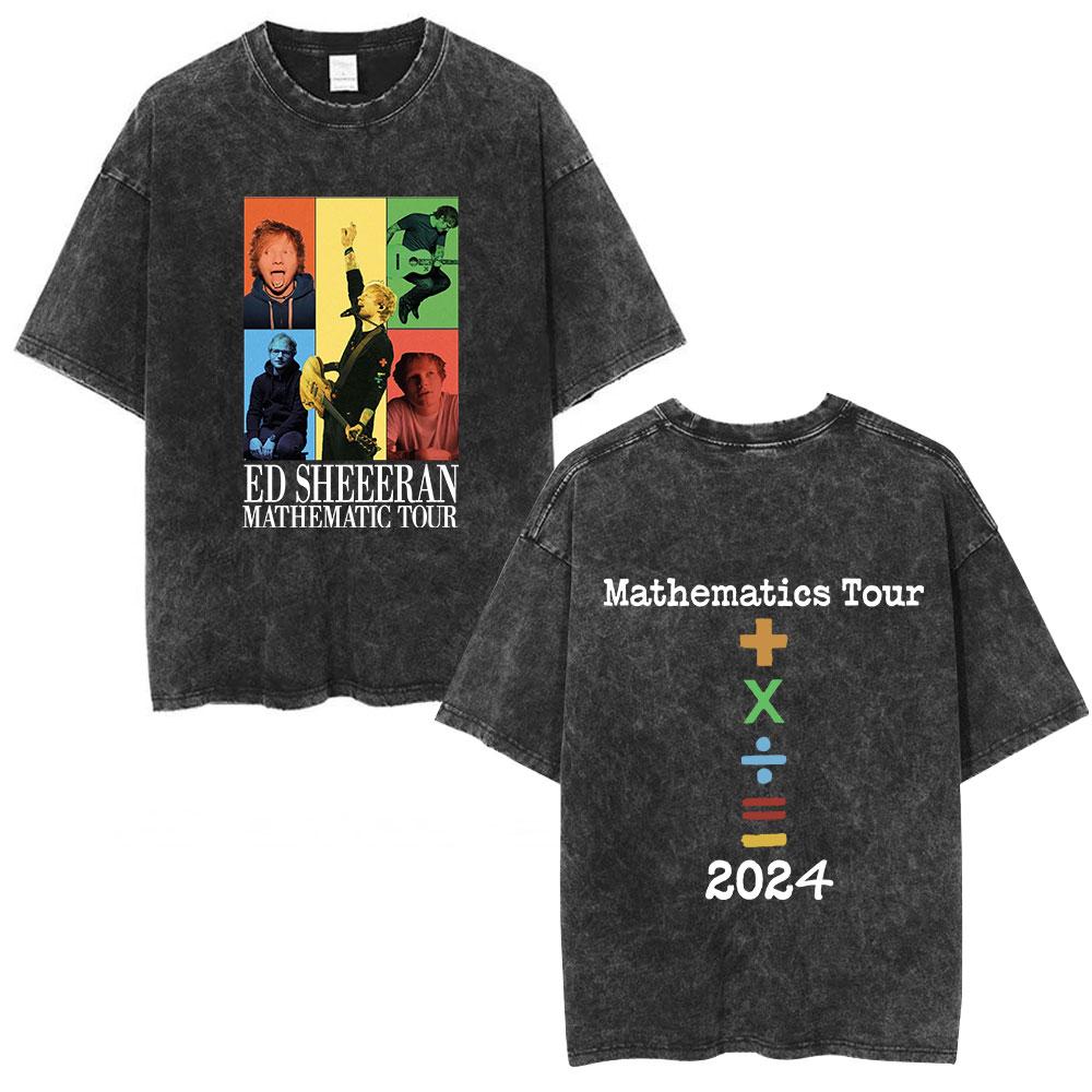 Ed Sheeran Mathematics Tour Concert Vintage Washed T Shirts Men Women Fashion Harajuku Tshirts 100 Cotton Casual Loose Tshirt