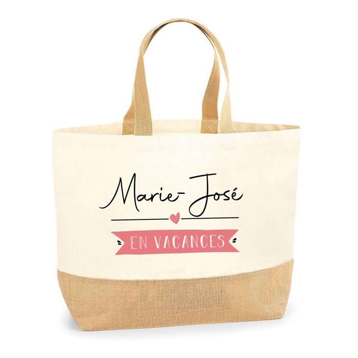 Cabas de plage - PLANETEE - Marie-José en Vacances - Jute naturel - Multicolore - Idée cadeau
