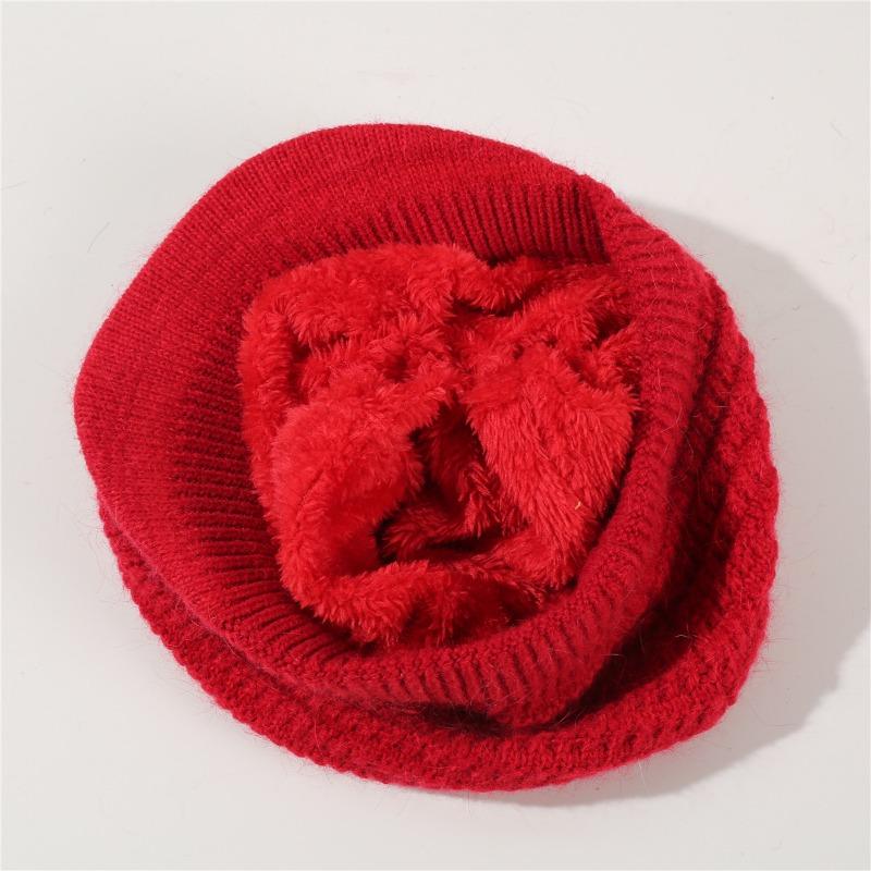 Duck Tongue Hat Women's Autumn Winter Knitted WoolenHats & Caps Velvet Insulation Cold Resistance Fashion Beret Hat