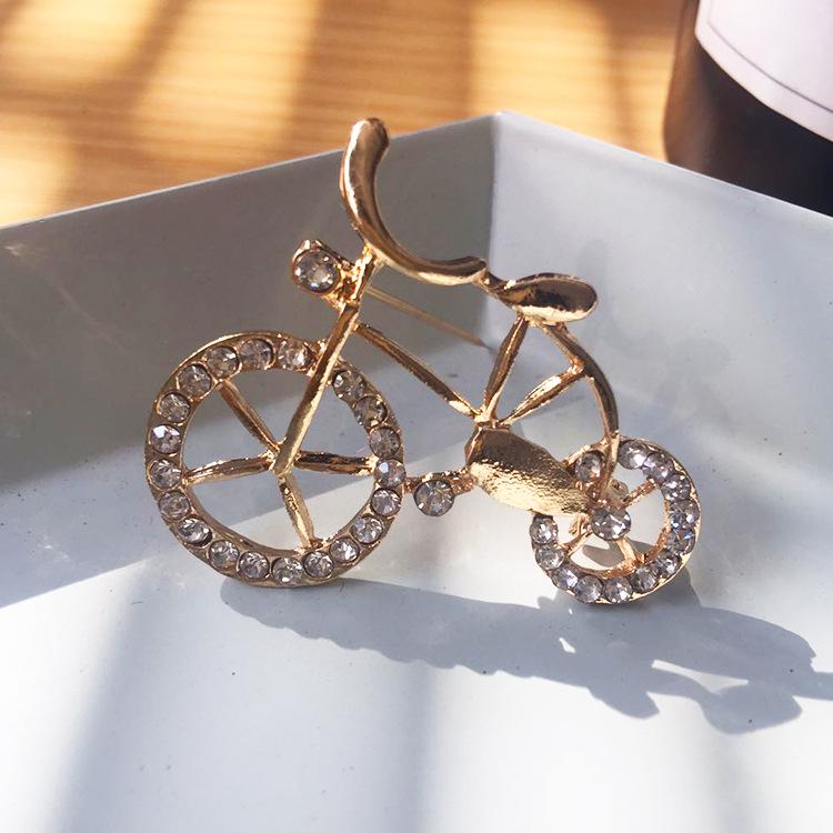 Fashion Personality Crystal Bicycle Brooch Men And Women Gift Fashion Suit Accessories Needle Bride Brooch For Women