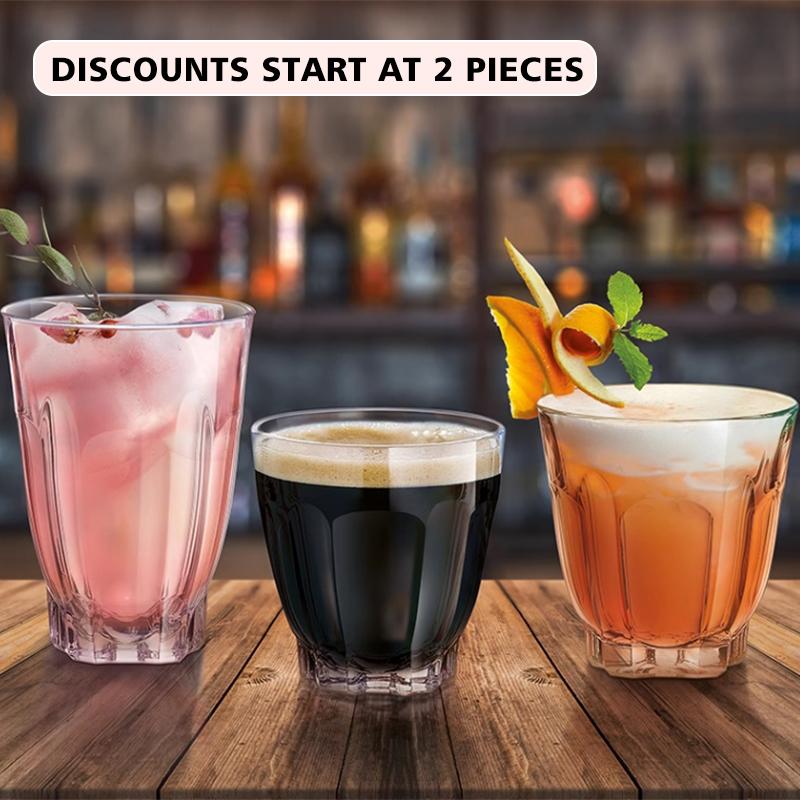 Bar Stackable Juice Glasses – Dishwasher Safe Drinking Glasses For Soda, Milk, Coke, Beer, Spirits –Durable Tempered Glass