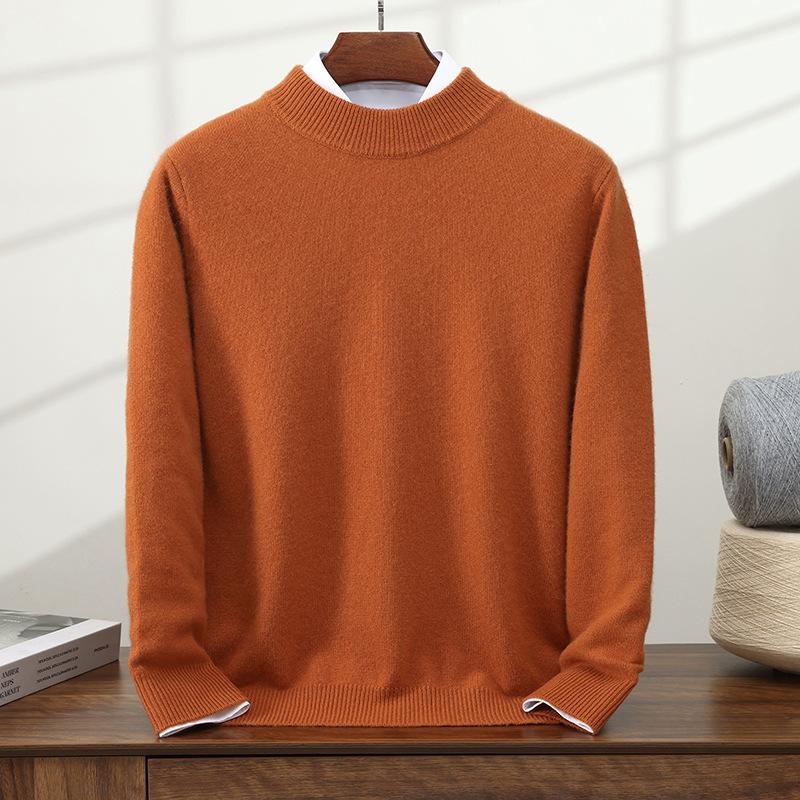 New cashmere sweater men's semi-turtleneck pullover thickened sweater loose and versatile solid color cashmere knitting