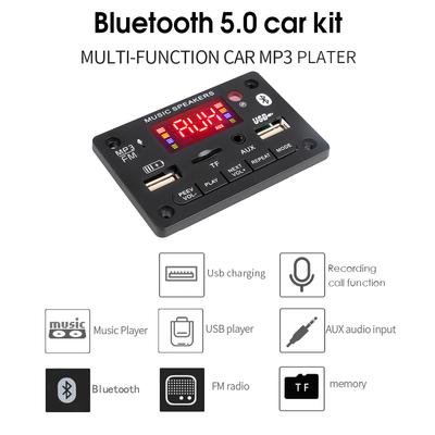 80W Amplifier Car Internal Radio Module MP3 Bluetooth Decoder Board Wireless Music Player FM Audio Call Recoding USB Charging