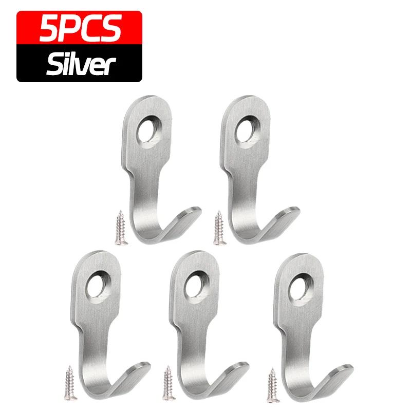 20/1cps Kitchen Bathroom Hooks Stainless Steel Hanging Adhesive Hooks Stick On Wall Door Clothes Handbag Towel Holder Wall Hange