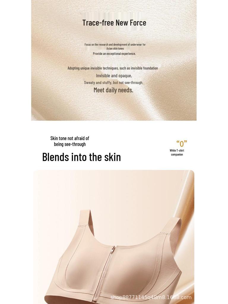 Wireless Seamless Bra for a Comfortable, Slim Look - Zipper Front Closure, Lightweight, Breathable with Rabbit Ear Cup Design for Women