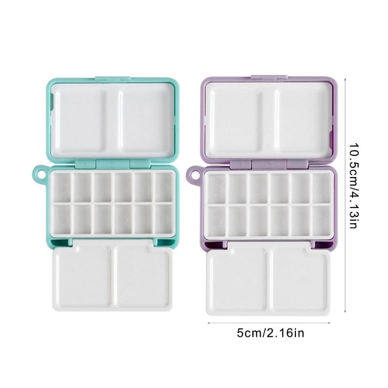 Travel Watercolor Paint Box 12 Well Folding Paint Palette Box Portable Watercolor Paint Mixing Tray For Artist Student