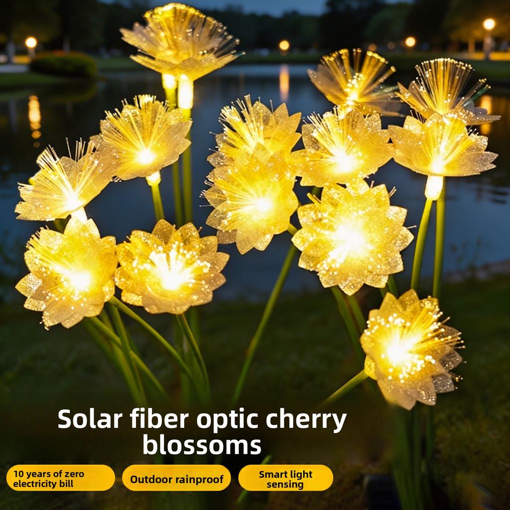 Solar Fiber Optic Flower Stake Lights IP44 LED Lamp for Garden Yard Lawn Outdoor Decor