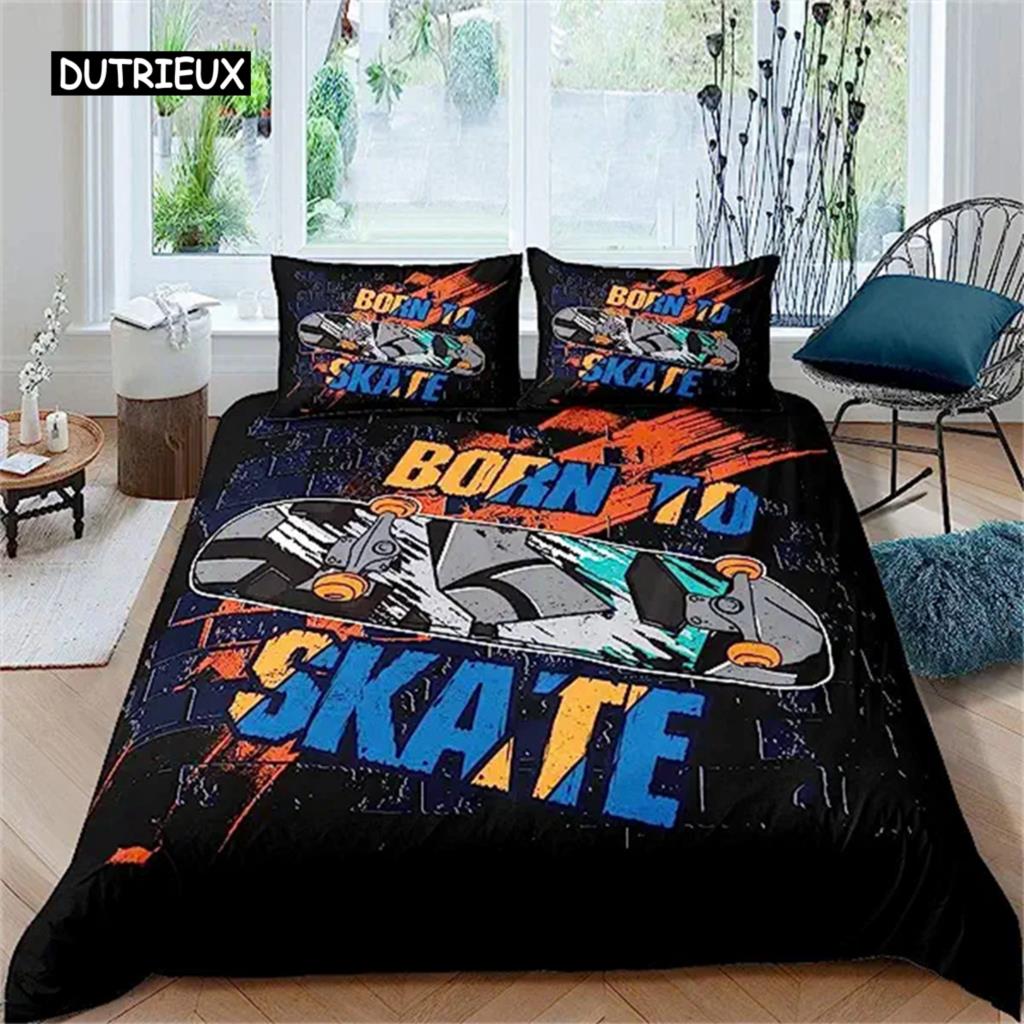 

Пододеяльник для скейтборда, комплект постельного белья для скейтбордиста, комплект постельного белья Queen Size, комплект постельного белья в стиле хип-хоп, экстремальные виды спорта для активного отдыха US Queen(228x228cm)
