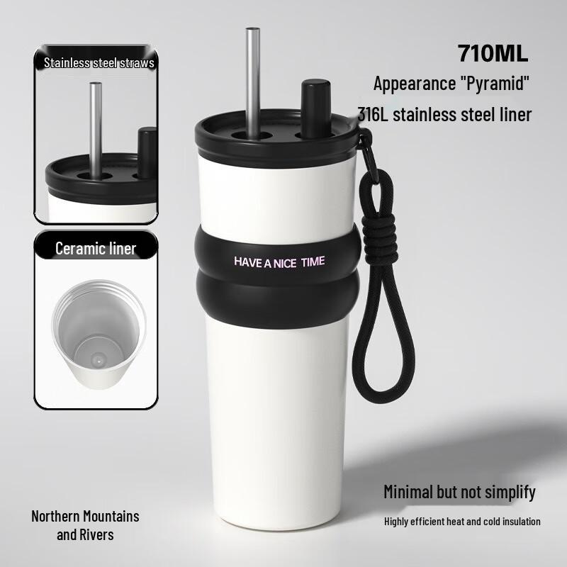 TLAKEHO Ceramic Lined Insulated Travel Mug