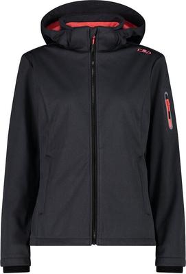 CMP Softshell Jacket Zip Hood Women (39A5006M) Women's Softshell Jacket Meliert (39A5006M) Titanium Mel/red Fluo
