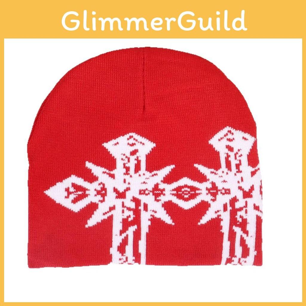 Double Cross Pattern Knitted Cap With Breathable Warm Hat Unisex Gift Fashion