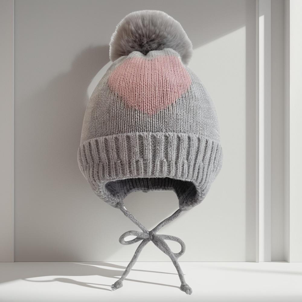0-3Year Solid Color Baby Knitted Hat Plush Ball Children Warm Cap Beanie Hats Newborn Toddler