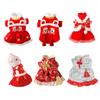 Pet Cat New Year Tang Suit Festive Dog Snowsuit Thicken Wind Resist Coat