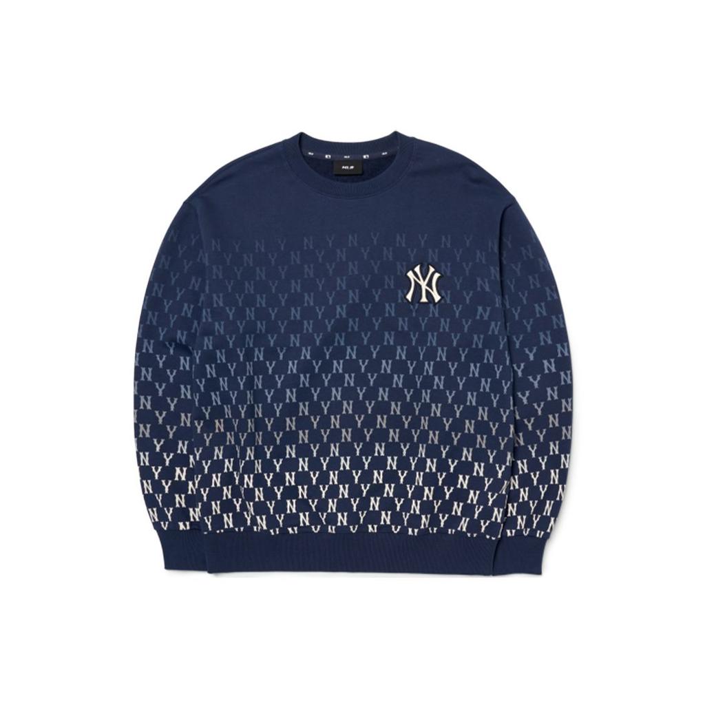 MLB New York Yankees Logo Gradient Full Print Crewneck Long Sleeve Sweatshirt Unisex Sweatshirt Navy-Blue 3AMTM1024-50NYD