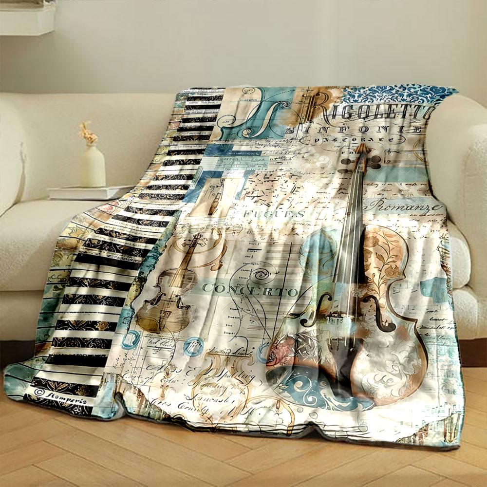 Vintage Music Violin Blanket bedroom Blanket for Livingroom Couch lunch break Soft throw for Friend's festival Gift