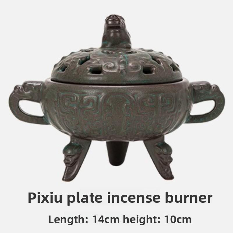 Retro Pixiu plate incense burner household indoor incense burner incense sandalwood burner agarwood mosquito coil tray