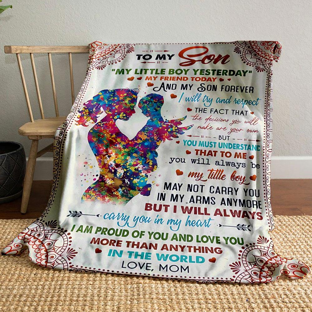 To My Son Mom Love Quote Blanket ,, bedroom Blanket for Livingroom Couch lunch break Soft throw for Friend s festival Gift 80cm x 120cm