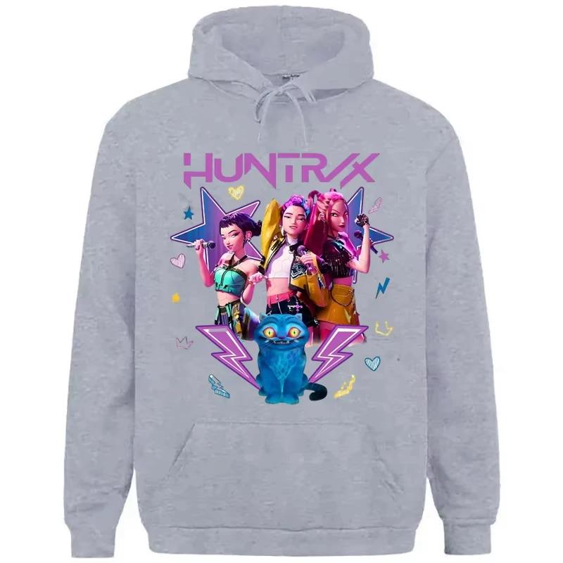 KPop Demon Hunters Huntrix Hoodie Women Harajuku Fashion Long Sleeve Casual Loose Cartoon Cute Print Hoodie