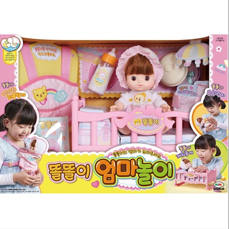 [Offiziell Mimi World] Crybaby DdolDdolE Interaktive Puppe / DdolDdolE Mama Rollenspiel-Set, Koreanisches Spielzeug