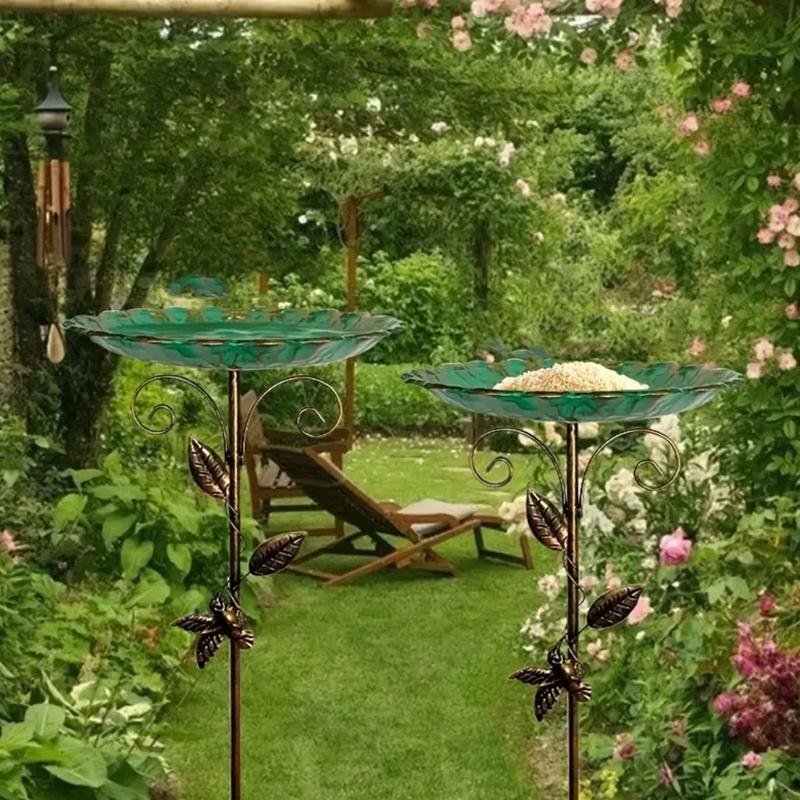 Large Frostproof Metal Bird Bath For Garden Outdoor Decoration Vintage Iron Water Bowl Wild Birds Feeder Easy To Clean
