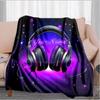 1PC Custom Name Music Headphones Night Theme Flannel Blanket Versatile,all-season Throw Suitable for the Living Room,bedroom,camping,travel,and Gift