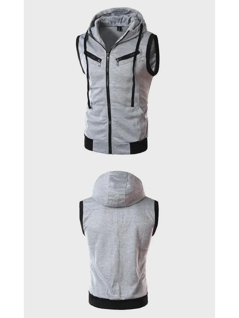 **Stylish Men's Solid Color Hooded Sleeveless Vest - Casual Slim Fit In Three Colors**