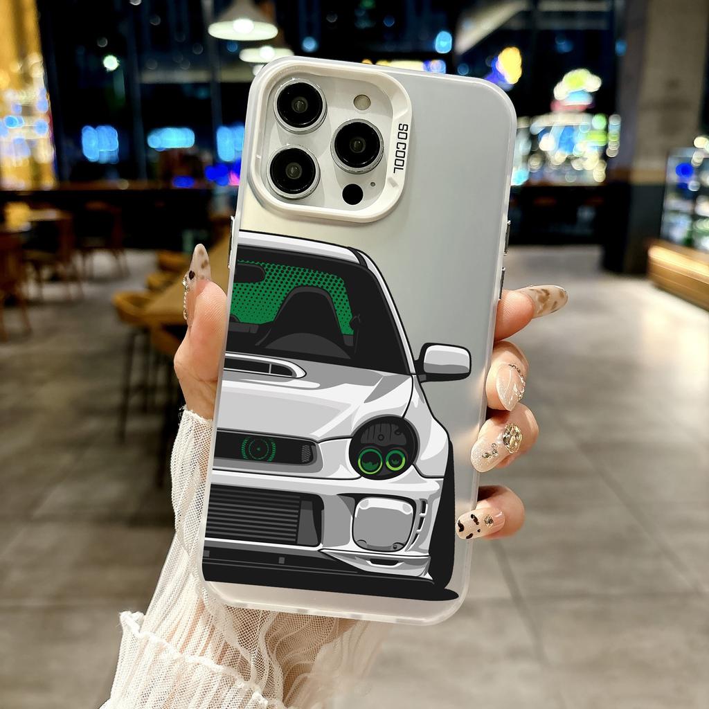Color Phone Case For iPhone 17 16E 16 11 15 14 Pro MAX 12 13 MINI 7 8 Plus XR SE Silver IMD Cover Japan JDM Sports Car Art