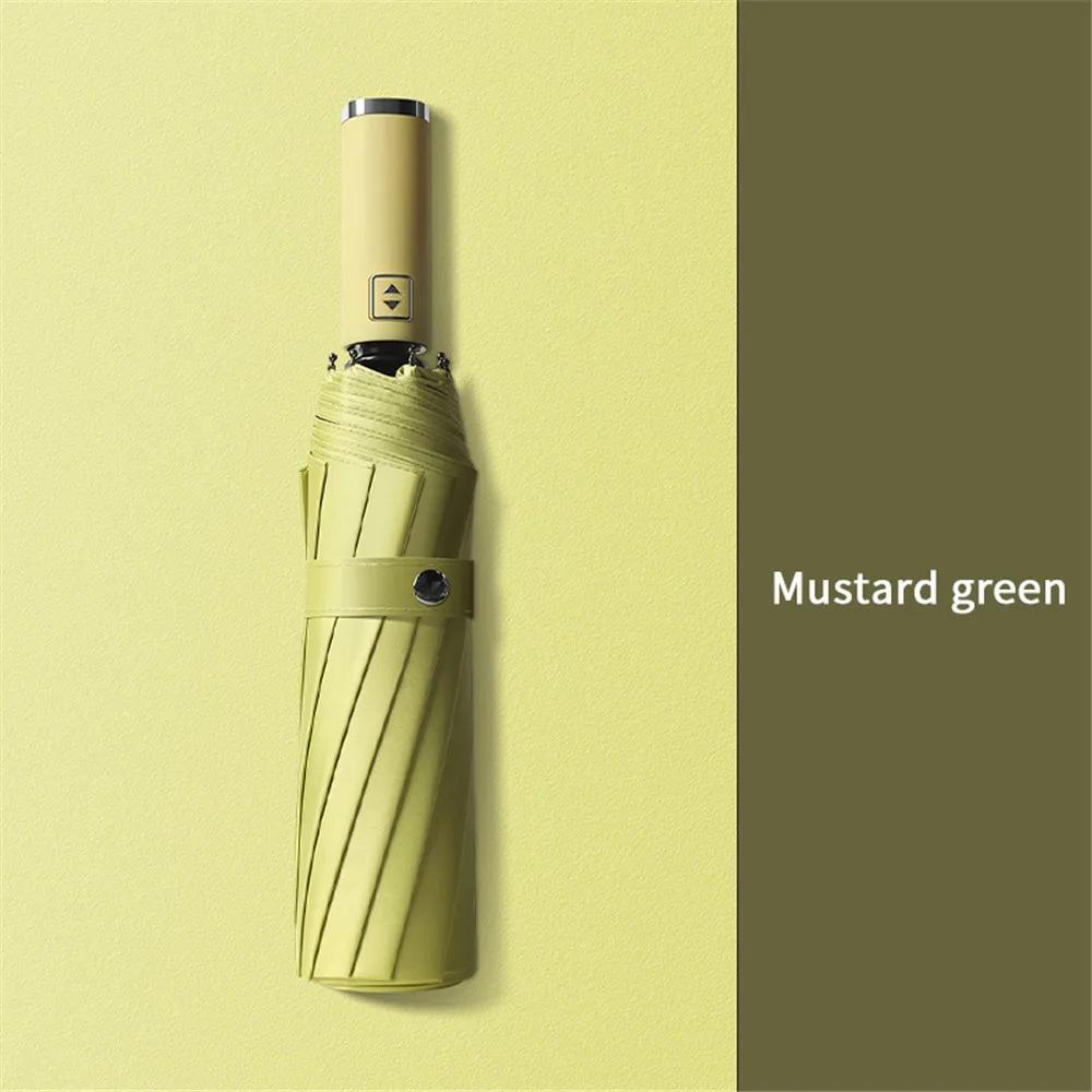 Protable Windproof Automatic Umbrella 12-bone Sunny and Rainy Dual Use 3 Folding Umbrella Vinyl Sun Shade UV Protection Parasol