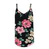 Kvinner V-hals Floral Tank Tops Dame Sommerferie Uformell Løs Vest T-skjorte