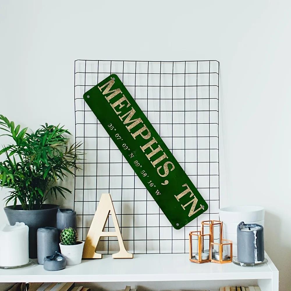 Retro Memphis Metal Sign - Vintage Green Aluminum Wall Art, Easy to Hang Decor for Home Bar & Man Cave