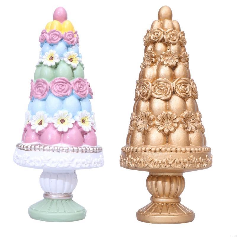 62KD Resins Easters Eggs Table Tree Figurine Statue for Living Room or Office Decors
