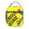Isolierte Lunchtasche mit Curious George und Blumenmuster für Damen Kinder Tragbare Lebensmittelboxen Thermische Lunchbox Tragetasche
