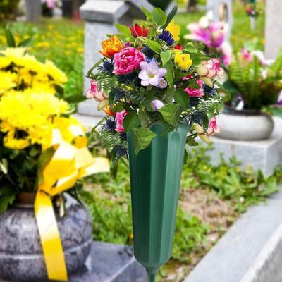 Vaso da Cimitero con Paletto Vaso per Fiori Resistente alle Intemperie Portafiori da Cimitero Decorazione da Giardino Esterno Prato Memoriale