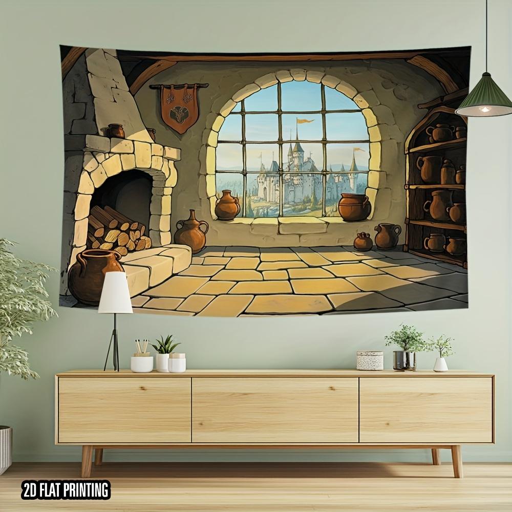 1 Piece of 2D Flat-printed Cozy Cottage Landscape Art Photography Background Suitable for Party Banners Easy To Hang