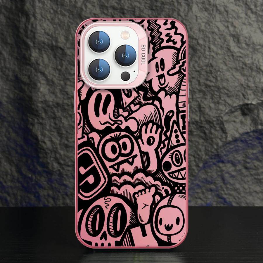 Phone Case for iPhone 15 16 Pro Max 11 13 Pro 14 Plus 12 11Pro 15Pro Max 16e Shell Cover Fundas Super Cool Black Graffiti