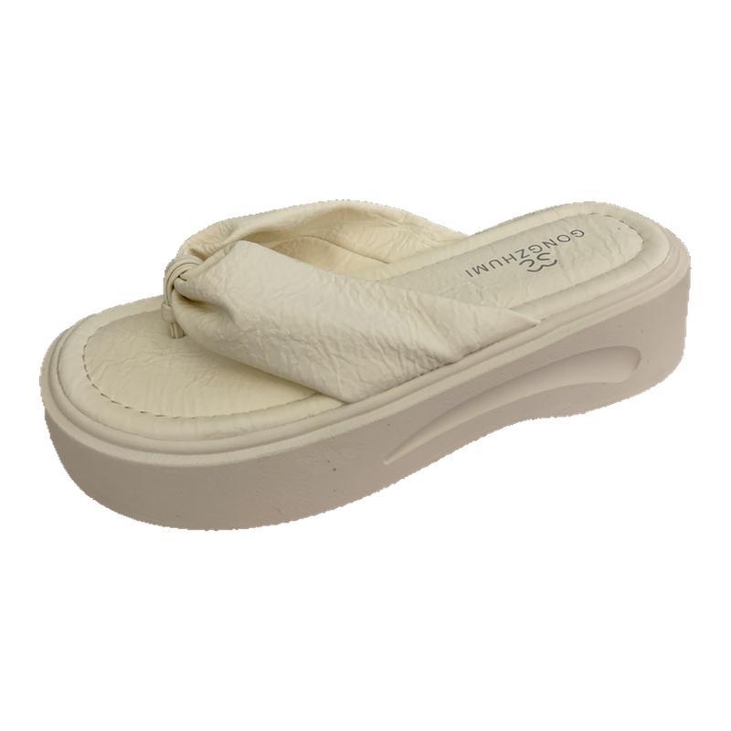 Fashion Hot Selling 2025 Summer New Women's Slippers Petite Sponge Thick Bottom Casual Beach French Style Flip Flops Rubber Sole