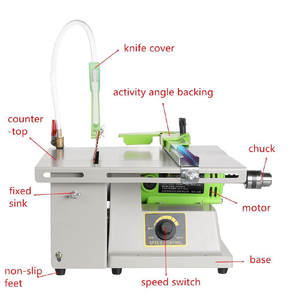 220V Electric Jewelry Stone Rock Woodworking Carving Polisher Buffer Lathe Grinding Cutting Machine Grinder Set 1380W