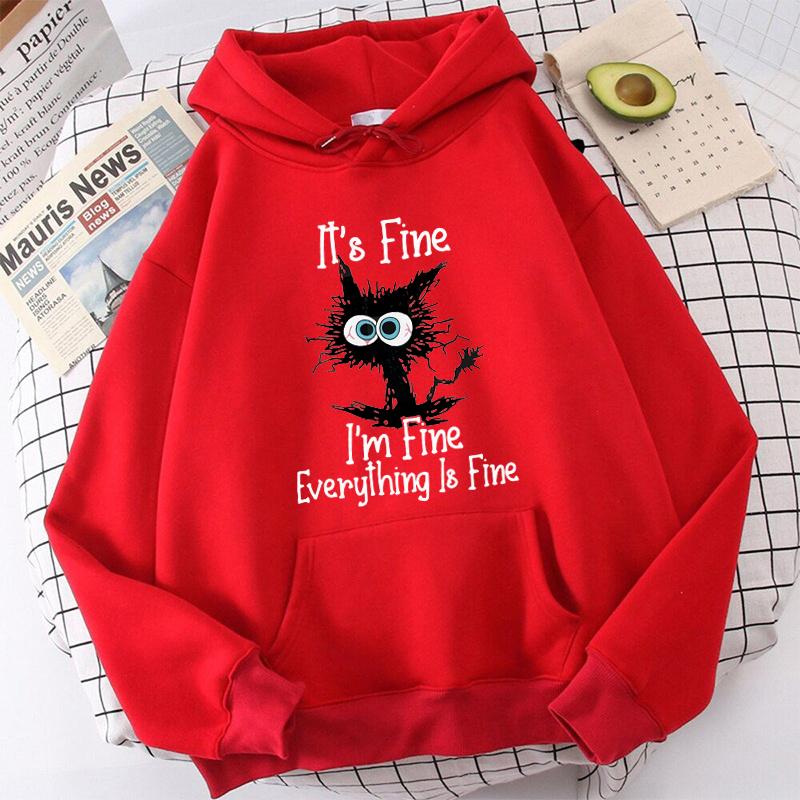 (Unisex Hoodie)New Cat Printed Hoodies Women Unisex Sweatshirt Hooded Casual Tops Pullovers