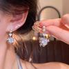 Orecchini a Bottone in Argento 925 con Zircone e Perla a Fiocco - Design Coreano Retro di Alta Gamma