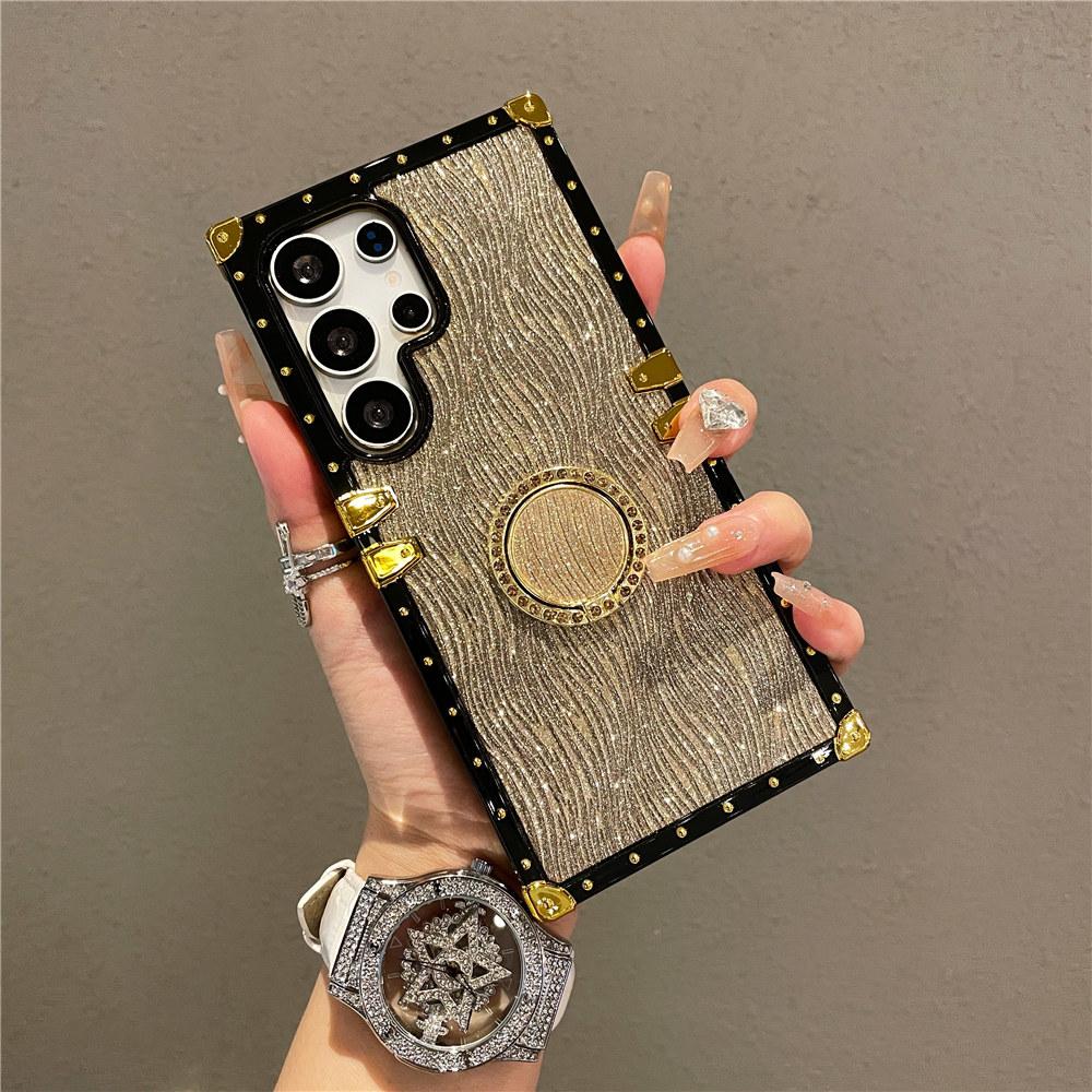 Luxury Ring Stand Case For Samsung Galaxy S25 Edge S24 S23 Ultra S24FE S25Plus Bracket Bling Cover Fundas
