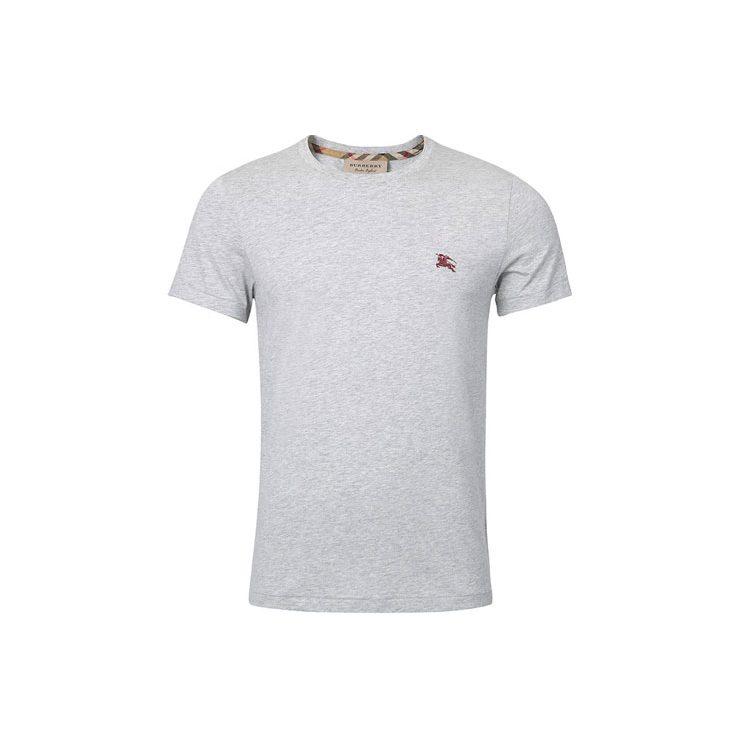 Burberry Men War Horse Embroidered Round Neck Short Sleeve T-shirt Grey 80038301