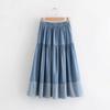2023 Plus Size Elastic Waist Denim Midi Skirt - Versatile Spring Clothing for Women